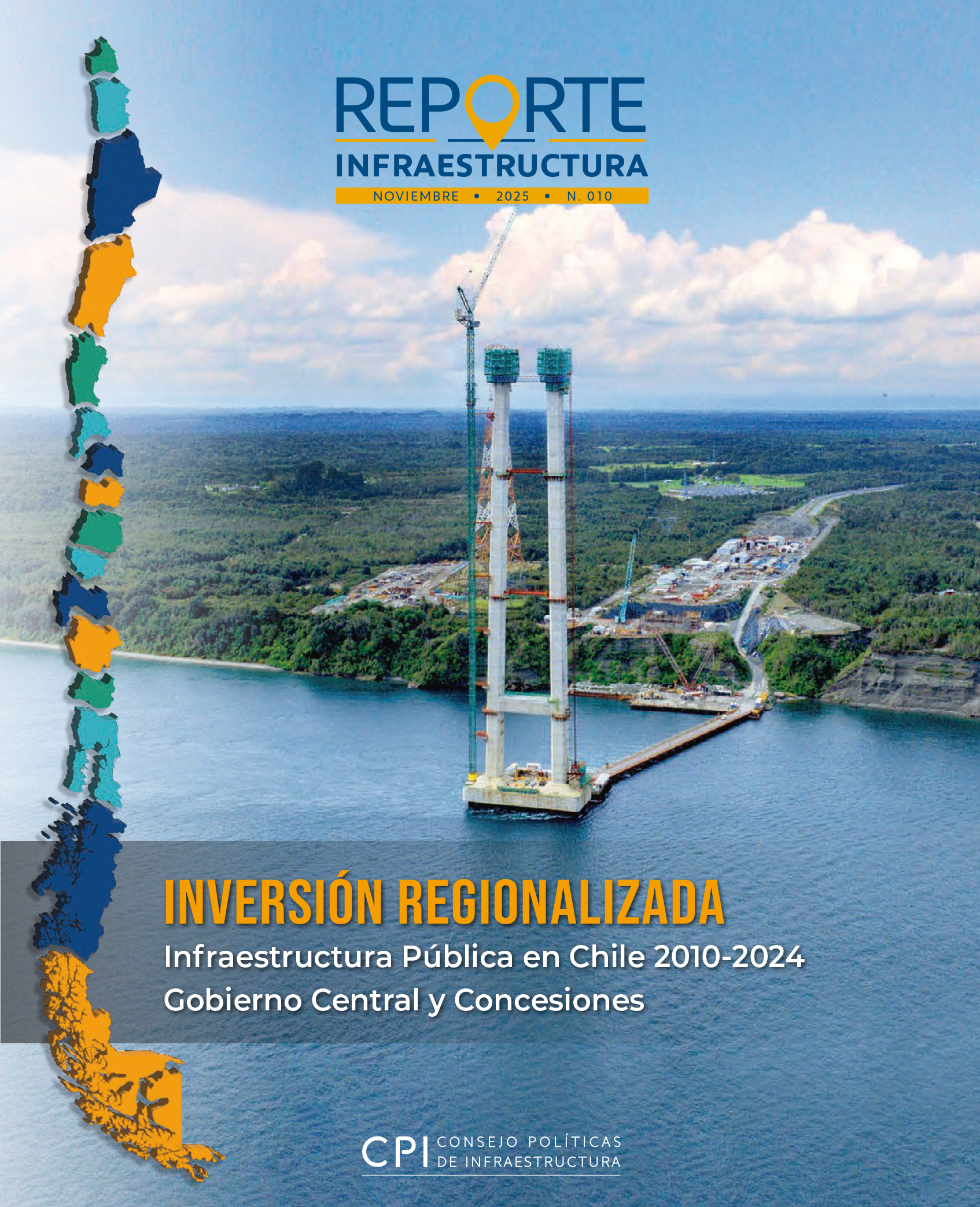 Portada: Inversión Regionalizada. Infraestructura Pública en Chile 2010-2024 Gobierno Central y Concesiones